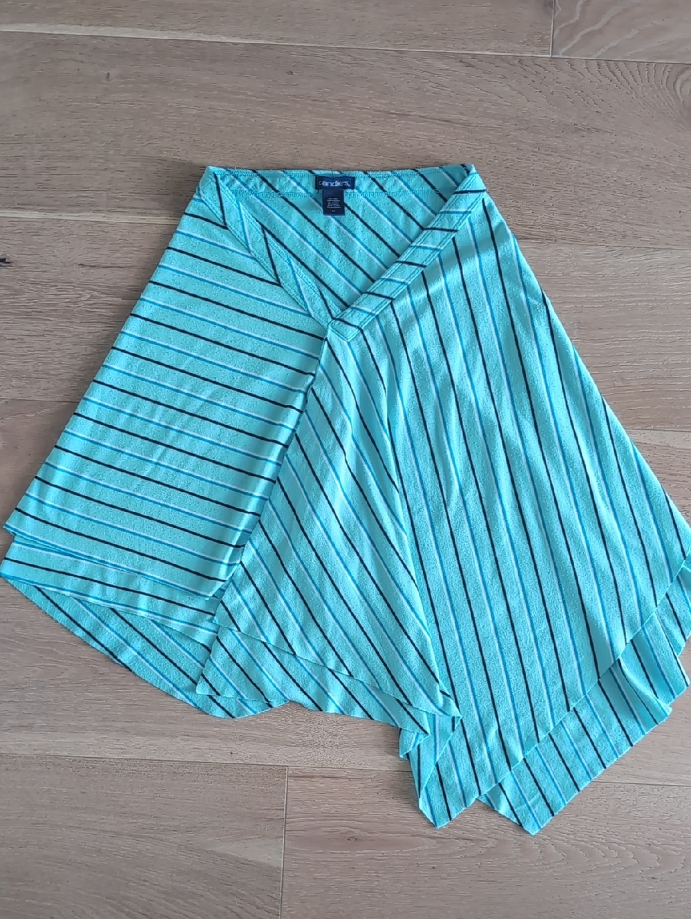 Candie's Aqua-Turquoise & Black Striped Asymmetrical Wrap Skirt